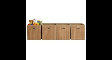 Opbergmand / kastmand - 8x - naturel - bamboe / kunststof - 28 liter - 31 x 31 x 31 cm - opvouwbaar
