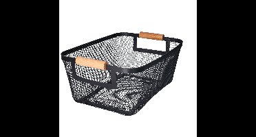 Opbergmand - met handgrepen - zwart - metaal - 31 x 22 x 14 cm - draadmand