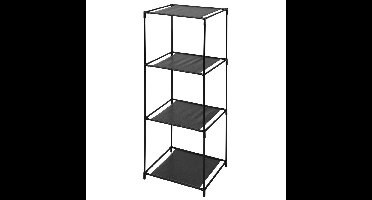 Opbergrek 3-laags - 2x - metaal - kunststof - zwart - 34 x 104 cm - voor opbergmanden