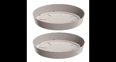 Opvangschaal/onderschaal bloempot/plantenpot - 3x - beige - rond - Dia 15,5 cm