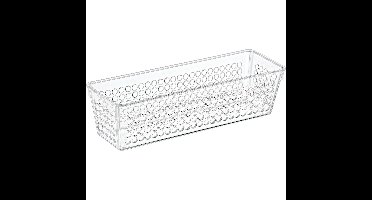 Organizer/opbergmandje - kunststof - transparant - 0.8L - 23 x 7.5 x 6 cm
