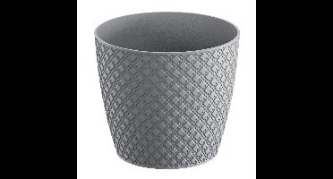 Orient stijl plantenpot/bloempot kunststof dia 26 cm en hoogte 23 cm steengrijs