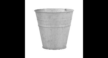 Oud zinken emmertje - zilverkleurig - 13 cm - bloempot - decoratie emmer