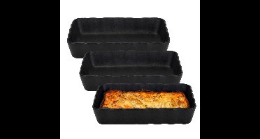 Ovenschaal - 3x - zwart - 1,5 L - 21 x 14 cm - aardewerk - serveerschalen