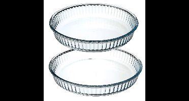 Ovenschalen set rond - Transparant Glas - Diameter 26 en 32 cm