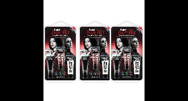 Paint Glow Nep bloed schmink/make up set - 3x - 3 kleuren - voor gezicht/lichaam