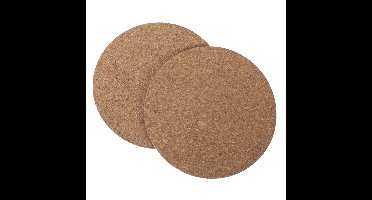 Pannenonderzetters van kurk - set van 2x stuks - rond - dia 18 x 18 cm