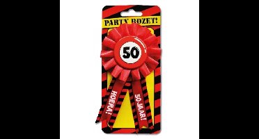 Paperdream 50 jaar rozet - leeftijd badge - 50e verjaardag - rood - Abraham / Sarah