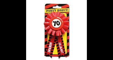 Paperdream 70 jaar rozet - leeftijd badge - 70e verjaardag - rood - feestartikelen