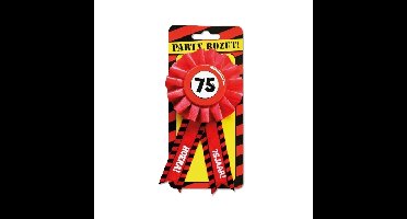 Paperdream 75 jaar rozet - leeftijd badge - 75e verjaardag - rood - feestartikelen