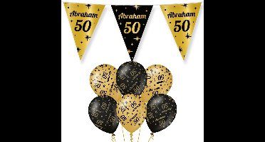 Paperdreams Luxe Abraham/50 jaar feest set - Ballonnen & vlaggenlijnen - 13x stuks