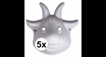 Papier mache masker - 5x - geit - DIY schilderen - 22 x 24 cm - maskers maken