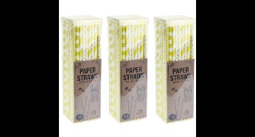 Papieren drinkrietjes - 300x - geel - 20 cm
