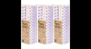 Papieren drinkrietjes - 300x - lila / paars - 20 cm