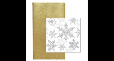 Papieren tafelkleed/tafellaken goud inclusief kerst servetten