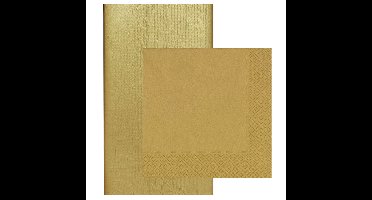 Papieren tafelkleed/tafellaken goud inclusief servetten