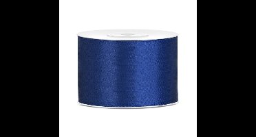 Partydeco Cadeaulint - blauw - 5 cm x 25 meter - satijn - sierlint - inpakken - decoratie