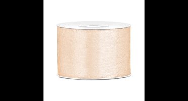Partydeco Cadeaulint - creme - 5 cm x 25 meter - satijn - sierlint - inpakken - decoratie