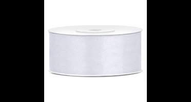 Partydeco Cadeaulint - ivoor - 2,5 cm x 25 meter - satijn - sierlint - inpakken - decoratie
