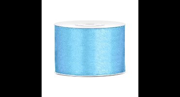 Partydeco Cadeaulint - lichtblauw - 5 cm x 25 meter - satijn - sierlint - inpakken - decoratie