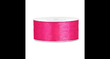 Partydeco Cadeaulint - roze - 2,5 cm x 25 meter - satijn - sierlint - inpakken - decoratie