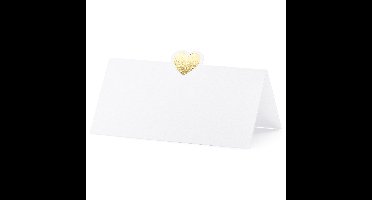 PartyDeco naamkaartjes/plaatskaartjes Elegant - Bruiloft - goud/wit - 10x - 10 x 5 cm