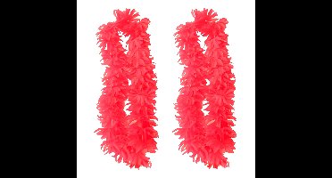 Partyxplosion Hawaii slinger - 2x - neon roze - 1 m - polyester - feestartikelen