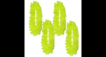 Partyxplosion Hawaii slinger - 4x - neon geel - 1 m - polyester - feestartikelen