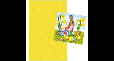 Pasen tafel dekken decoratie set - geel tafelkleed 138 x 220 cm - en 20x paas thema servetten