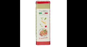 Pasta / spaghetti bewaarblik Nostagia - rood - metaal - Italiaans - 10 x 8 x 20 cm - voorraadblik