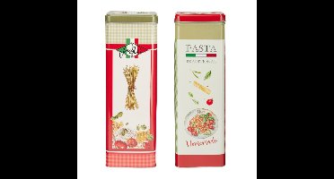 Pasta / spaghetti bewaarblik Nostagia set - groen - metaal - Italiaans - 10 x 8 x 20 cm