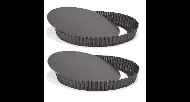 Patisse Bakvorm - 2x - voor taart of quiche - losse bodem - 28 cm - zwart
