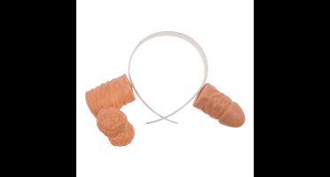 Penis diadeem - piemel hoofdband - kunststof - naturel kleur - vrijgezellenfeest