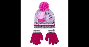 Peppa Pig 2-delig winterset - muts/handschoenen - roze - voor kinderen