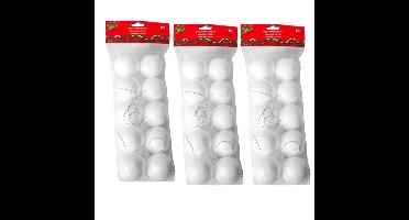 Piepschuim ballen/bollen - 30x stuks - D5 cm - met lusjes - DIY hobby/decoratie balletjes