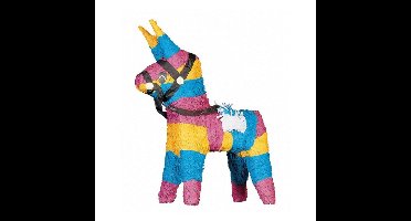 Pinata van papier - Ezel thema - 26 x 51 cm - Feestartikelen verjaardag - multi kleuren
