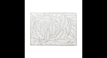 Placemat Nissa - 12x - zilver blad motief - 30 x 45 cm - onderlegger