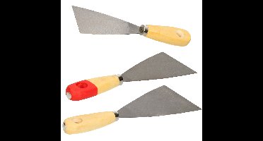 Plamuurmessen set 3-delig - 60 mm - 80 mm - 100 mm - staal - hout
