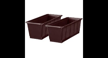 Plantenbak/bloembak - 3x - bruin - rechthoekig - 60 x 17,5 x 14,5 cm