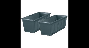 Plantenbak/bloembak - 5x - grijs - rechthoekig - 60 x 17,5 x 14,5 cm