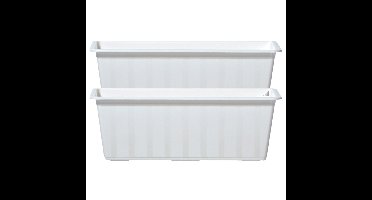 Plantenbak/bloembak/balkonbak Agro - 2x - wit - kunststof - 50 x 18 x 14 cm