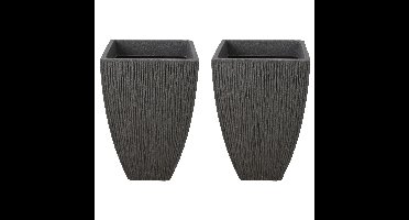 Plantenpot/bloempot - 2x - Tuin - kunststof - grijs - D40 x H60 cm