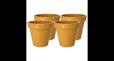 Plantenpot/bloempot - 4x - Tuin buiten - kunststof - okergeel - D20 cm