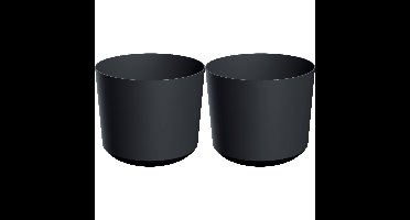 Plantenpot/bloempot Babylon - 2x - kunststof - buiten/binnen - antraciet grijs - D29 x H29 cm