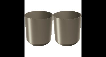 Plantenpot/bloempot Babylon - 2x - kunststof - buiten/binnen - titanium grijs - D29 x H29 cm