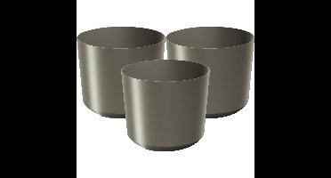 Plantenpot/bloempot Babylon - 3x - kunststof - buiten/binnen - titanium grijs - D18 x H18 cm