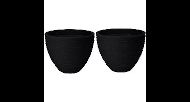 Plantenpot/bloempot Dunes - 2x - Tuin - stevig kunststof - antraciet - D40 x H31 cm