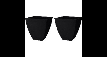Plantenpot/bloempot Dunes - 2x - Tuin - stevig kunststof - antraciet - D40 x H42 cm