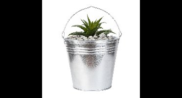Plantenpot/bloempot emmer voor buiten - zink - zilver - D34 x H29 cm