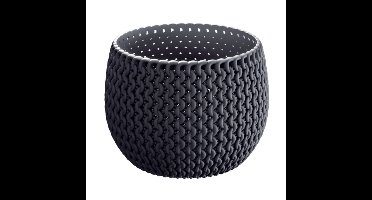 Plantenpot/bloempot kunststof dia 14.5 cm en hoogte 11 cm antraciet grijs